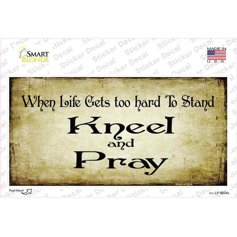 LP-9854s-M Kneel & Pray Novelty Sticker Decal, Medium