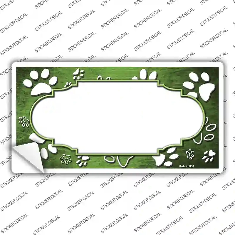 LP-7598s-L Paw Scallop Lime Green White Novelty Sticker Decal, Large