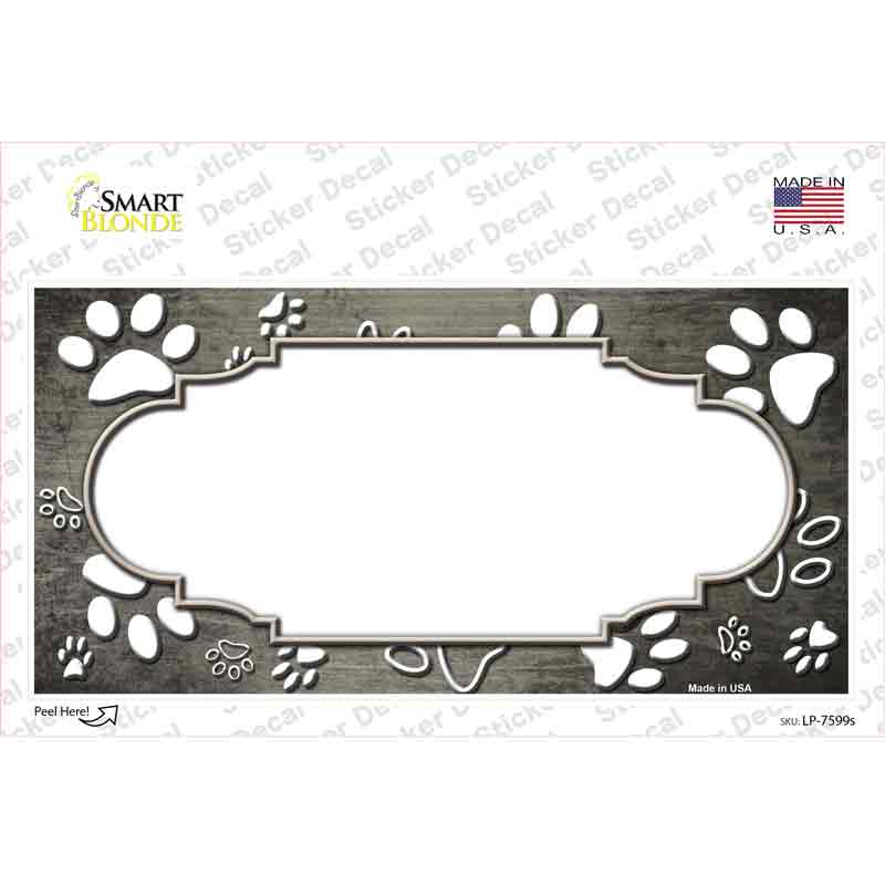 LP-7599s-M Paw Scallop Tan White Novelty Sticker Decal, Medium
