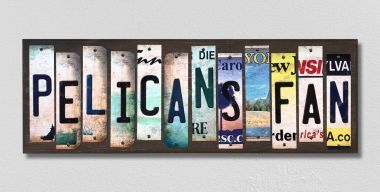 WS-372 Pelicans Fan License Plate Strips Novelty Wood Signs