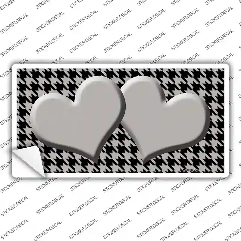 LP-4580s-L Gray Black Houndstooth Center Hearts Novelty Sticker Decal, Large