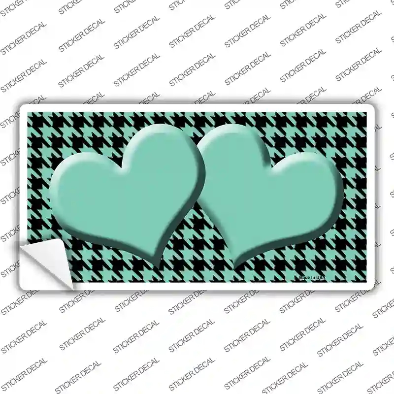 LP-4587s-S Mint Black Houndstooth Center Hearts Novelty Sticker Decal, Small