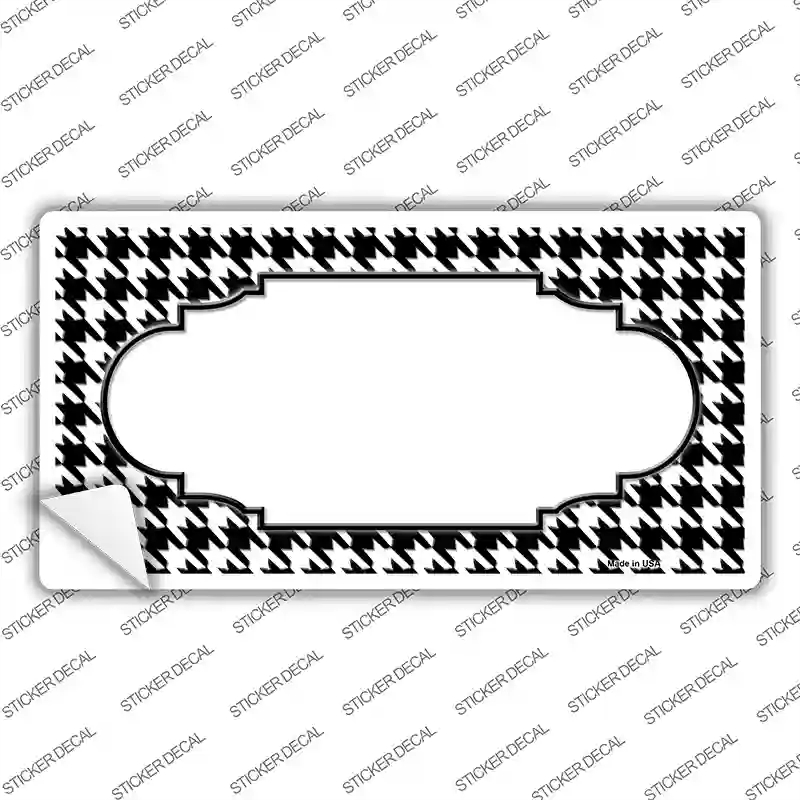 LP-4588s-L White Black Houndstooth Scallop Center Novelty Sticker Decal, Large