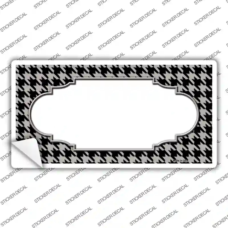 LP-4595s-S Gray Black Houndstooth Scallop Center Novelty Sticker Decal, Small