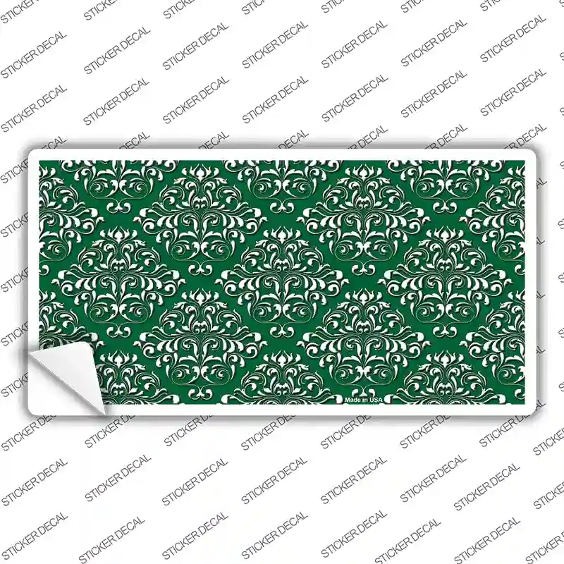 LP-4619s-S Green White Damask Novelty Sticker Decal, Small