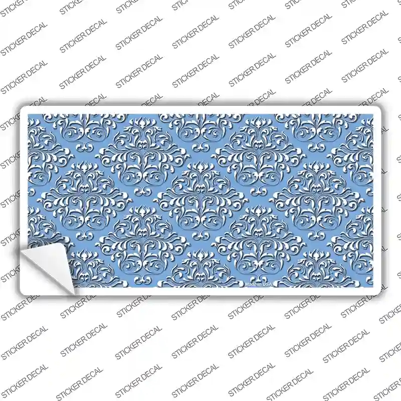 LP-4627s-L Light Blue White Damask Novelty Sticker Decal, Large