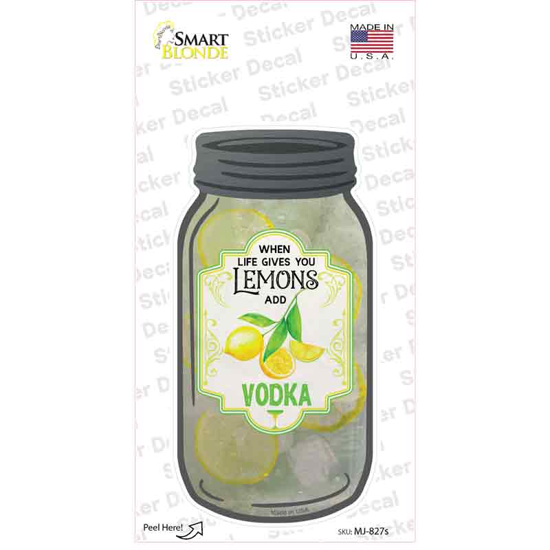 MJ-827s-M Lemons Add Vodka Novelty Mason Jar Sticker Decal, Medium