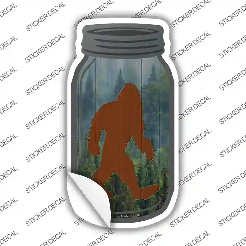 MJ-838s-L Bigfoot Shadow Standing Novelty Mason Jar Sticker Decal, Large