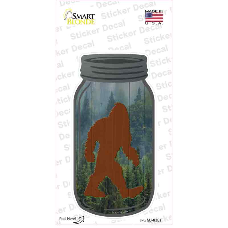 MJ-838s-M Bigfoot Shadow Standing Novelty Mason Jar Sticker Decal, Medium