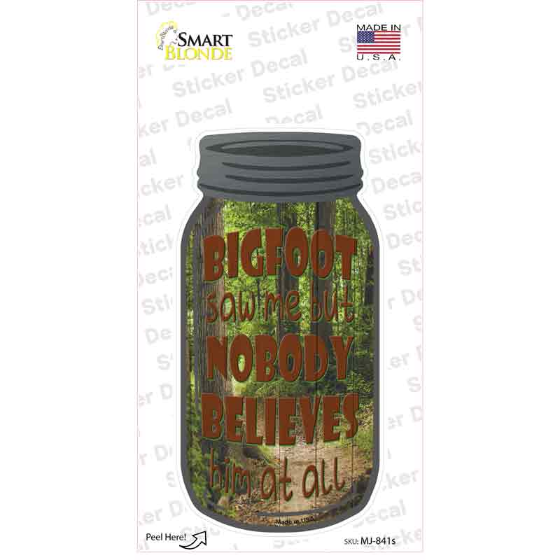 MJ-841s-M Nobody Believe Him Novelty Mason Jar Sticker Decal, Medium