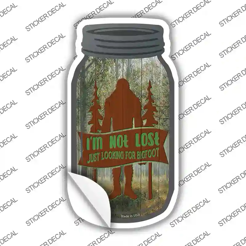 MJ-848s-L Just Looking for Bigfoot Novelty Mason Jar Sticker Decal, Large