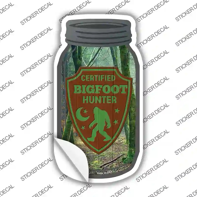 MJ-856s-L Certified Bigfoot Hunter Novelty Mason Jar Sticker Decal, Large