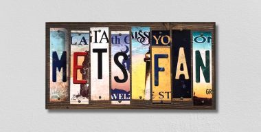 WS-393 Mets Fan License Plate Strips Novelty Wood Signs
