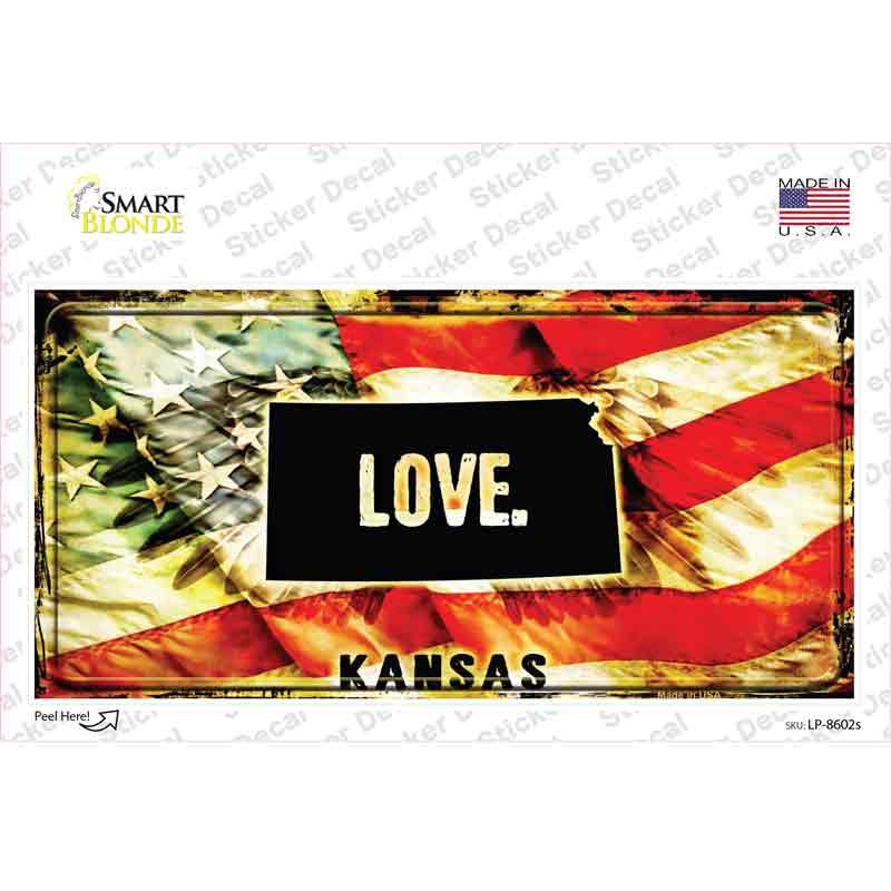 LP-8602s-M Kansas Love Novelty Sticker Decal, Medium