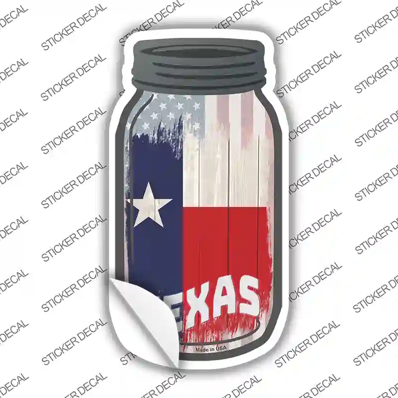 MJ-545s-S Texas USA Flag Novelty Mason Jar Sticker Decal, Small