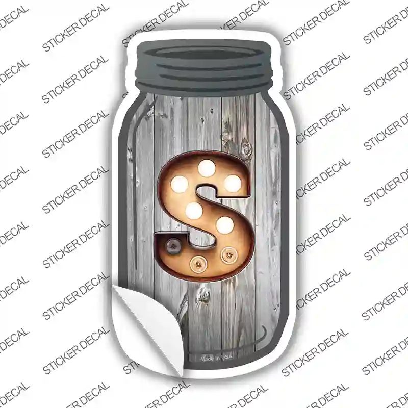 MJ-571s-L S Bulb Lettering Novelty Mason Jar Sticker Decal, Large