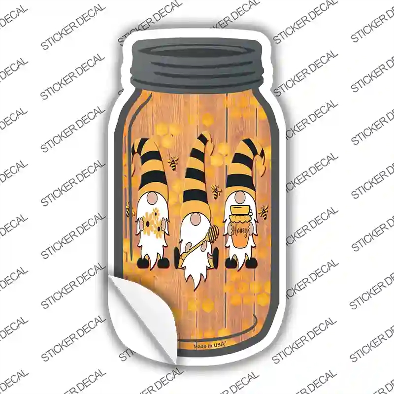 MJ-895s-S Three Honey Gnomes Novelty Mason Jar Sticker Decal, Small