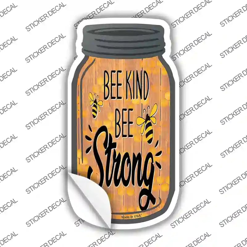 MJ-897s-S Bee Kind Bee Strong Novelty Mason Jar Sticker Decal, Small