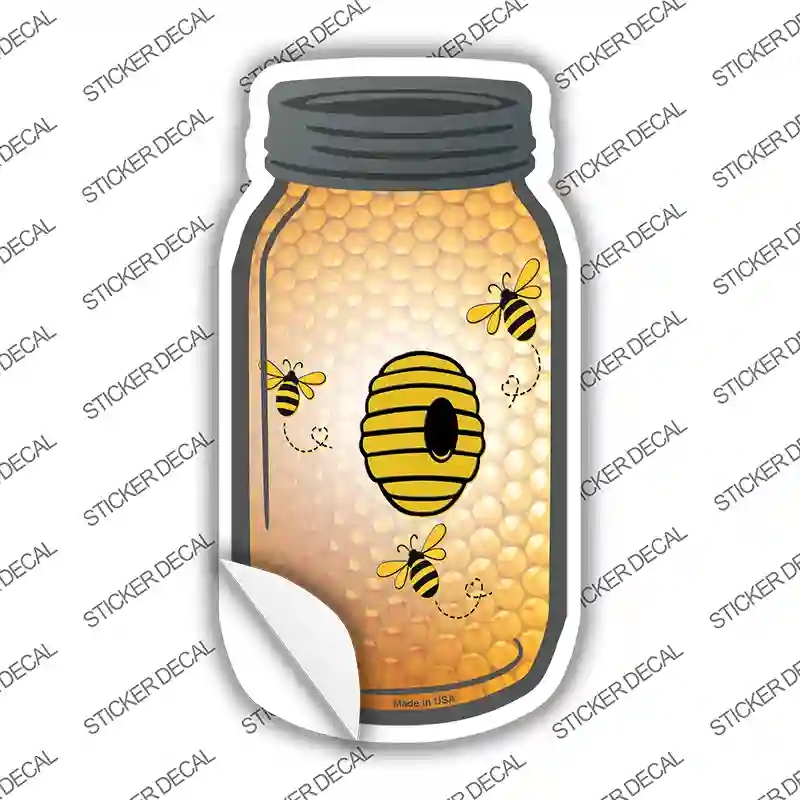 MJ-908s-S Bee Hive Novelty Mason Jar Sticker Decal, Small