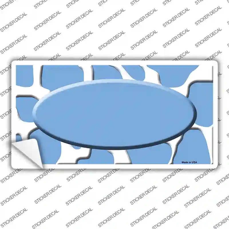 LP-2956s-L Light Blue White Giraffe Center Oval Novelty Sticker Decal, Large
