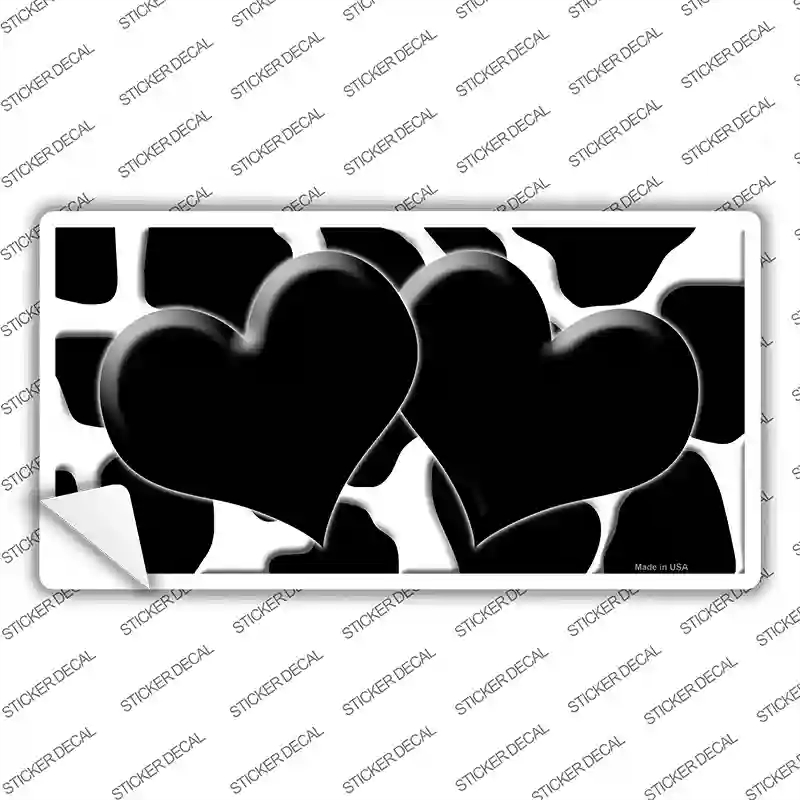 LP-2961s-XL Black White Giraffe Centered Hearts Novelty Sticker Decal, Extra Large