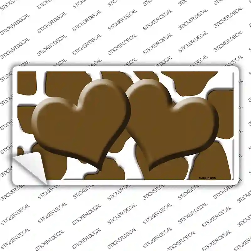 LP-2962s-XL Brown White Giraffe Centered Hearts Novelty Sticker Decal, Extra Large