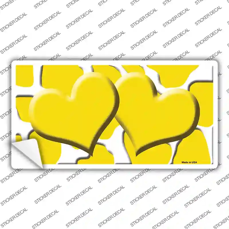 LP-2966s-S Yellow White Giraffe Centered Hearts Novelty Sticker Decal, Small