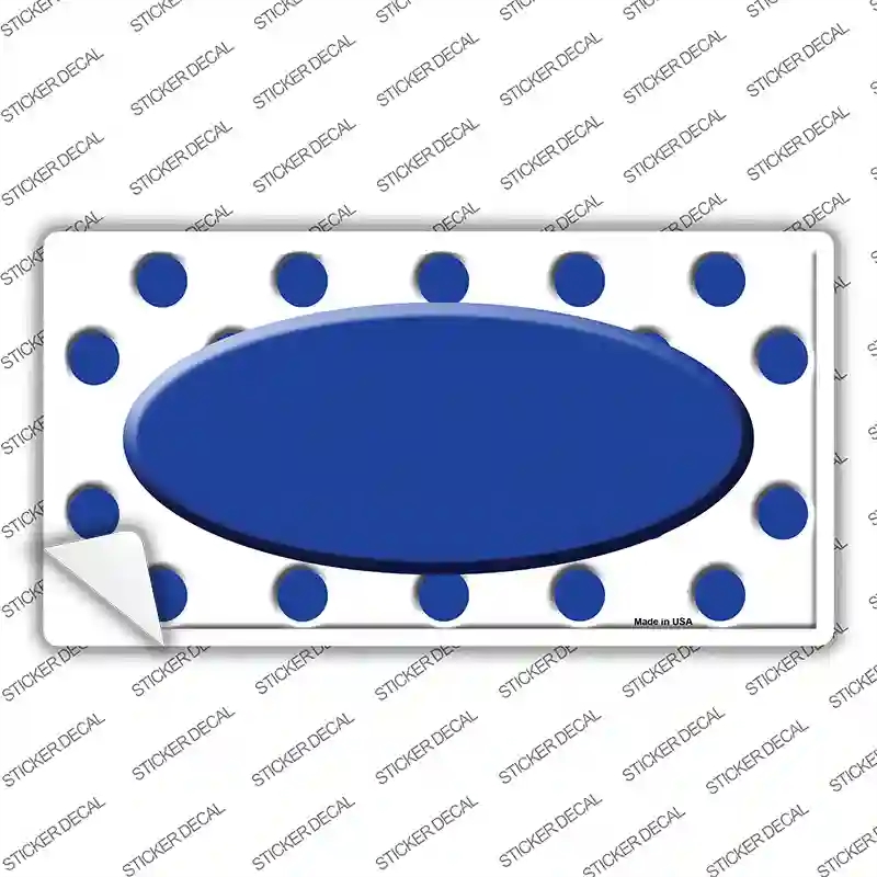 LP-2989s-L Blue White Polka Dot Center Oval Novelty Sticker Decal, Large
