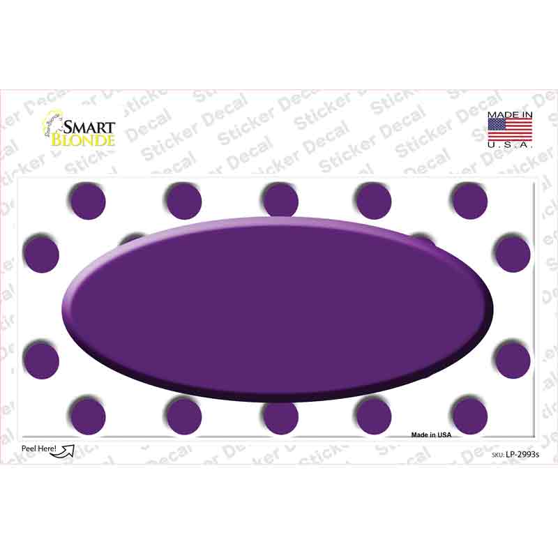 LP-2993s-M Purple White Polka Dot Center Oval Novelty Sticker Decal, Medium