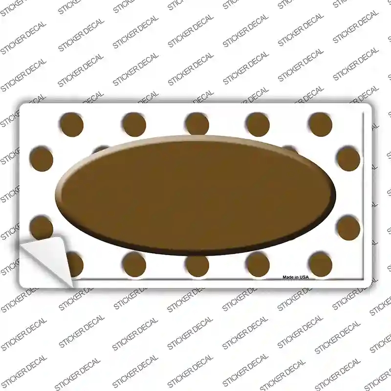 LP-2994s-L Brown White Polka Dot Center Oval Novelty Sticker Decal, Large