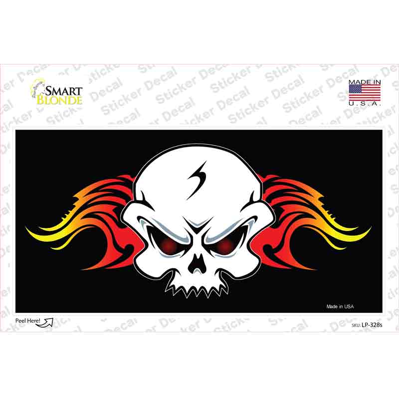 LP-328s-M Skull Flame Novelty Sticker Decal, Medium