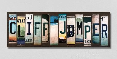 WS-454 Cliff Jumper License Plate Strips Novelty Wood Signs