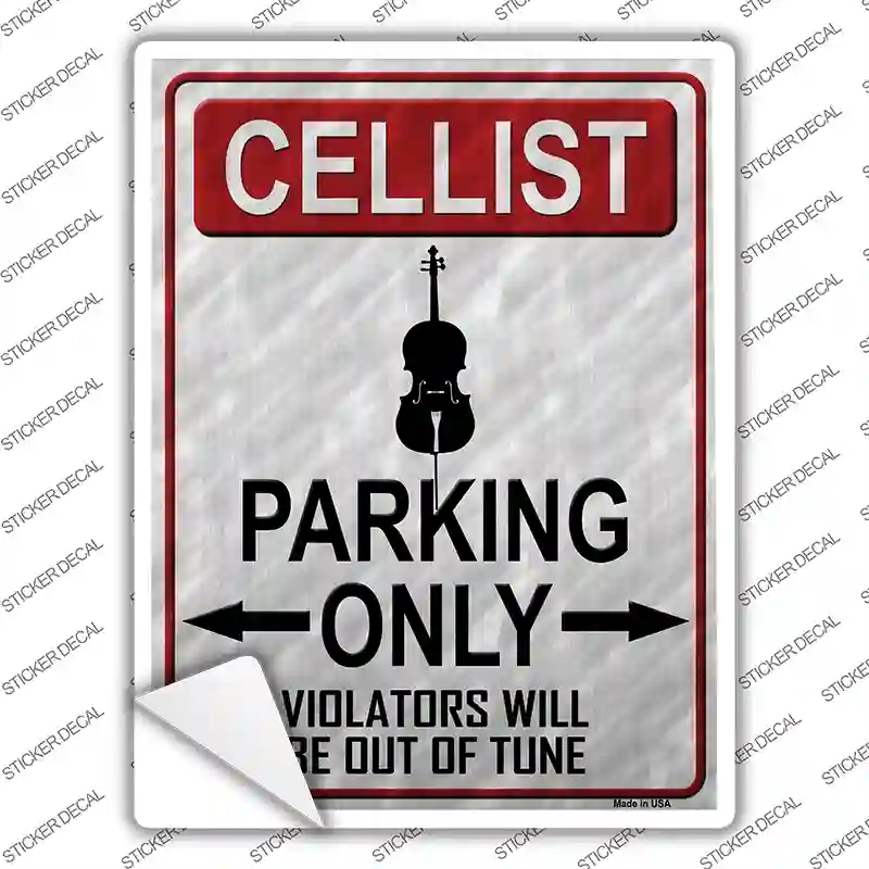 P-1218s-L Cellist Parking Novelty Rectangle Sticker Decal, Large