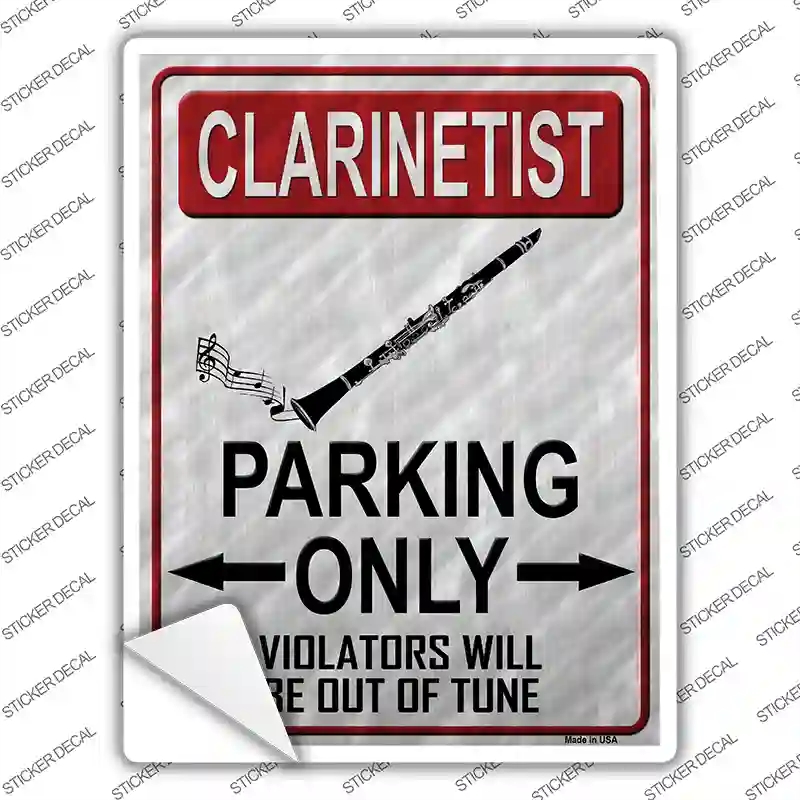 P-1219s-S Clarinetist Parking Novelty Rectangle Sticker Decal, Small