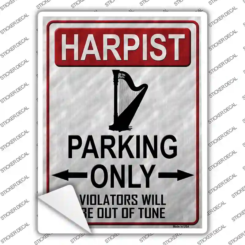 P-1221s-L Harpist Parking Novelty Rectangle Sticker Decal, Large