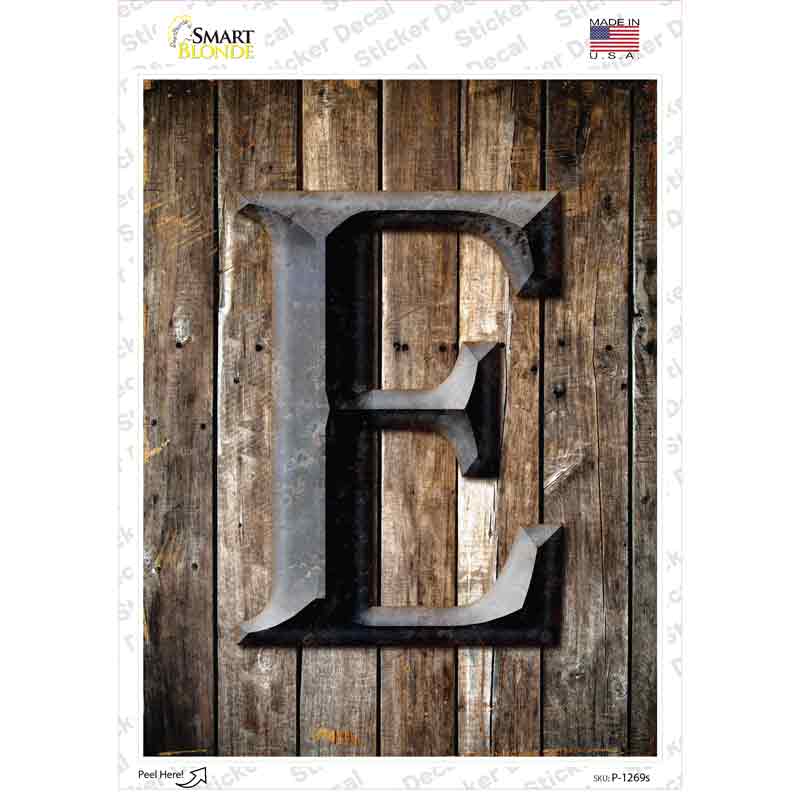 P-1269s-M Letter E Novelty Rectangle Sticker Decal, Medium