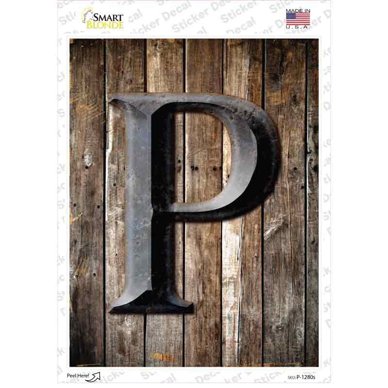 P-1280s-M Letter P Novelty Rectangle Sticker Decal, Medium