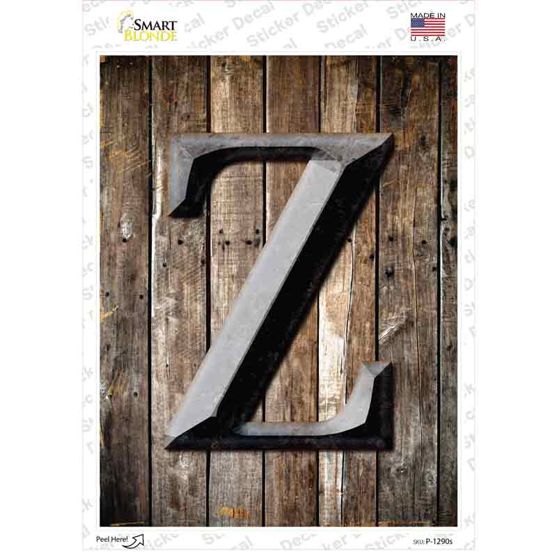 P-1290s-M Letter Z Novelty Rectangle Sticker Decal, Medium