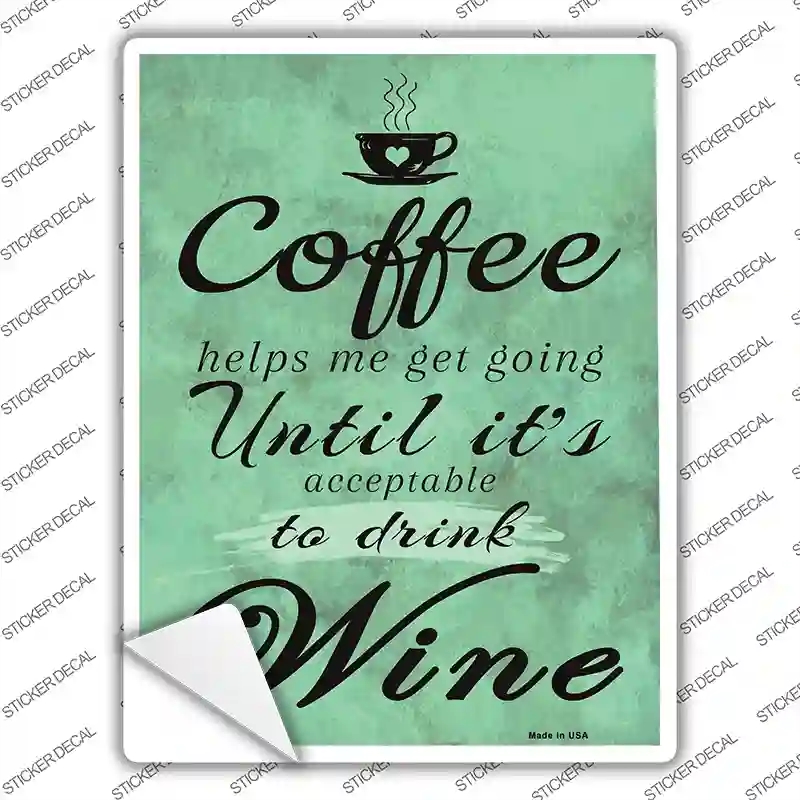P-1306s-L Coffee Helps Me Going Novelty Rectangle Sticker Decal, Large