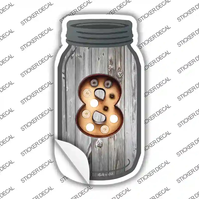 MJ-587s-L 8 Bulb Lettering Novelty Mason Jar Sticker Decal, Large