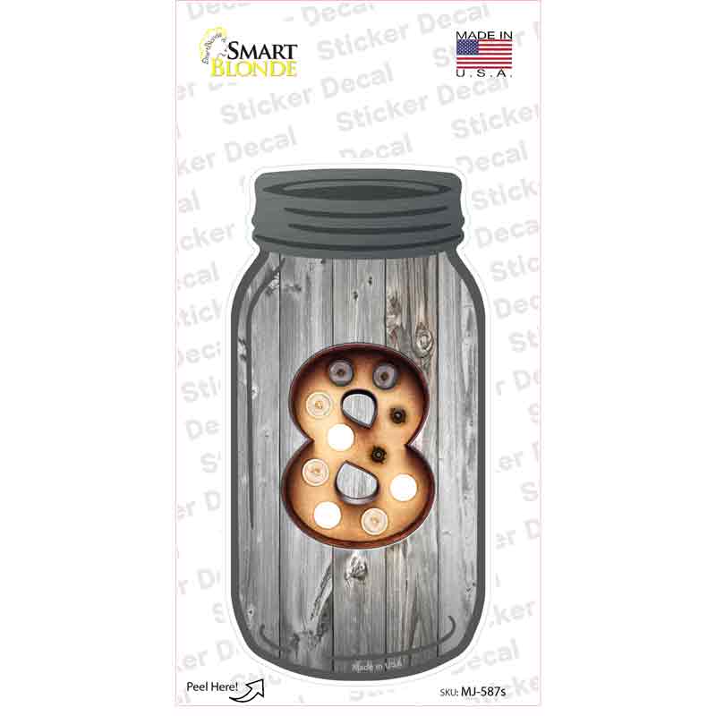 MJ-587s-M 8 Bulb Lettering Novelty Mason Jar Sticker Decal, Medium