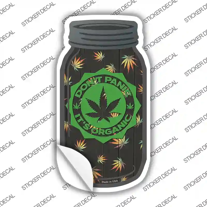 MJ-613s-S Dont Panic Its Organic Novelty Mason Jar Sticker Decal, Small