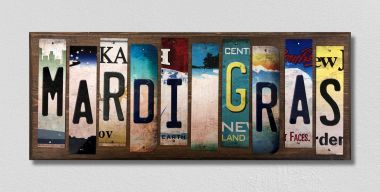 WS-478 Mardi Gras License Plate Strips Novelty Wood Signs