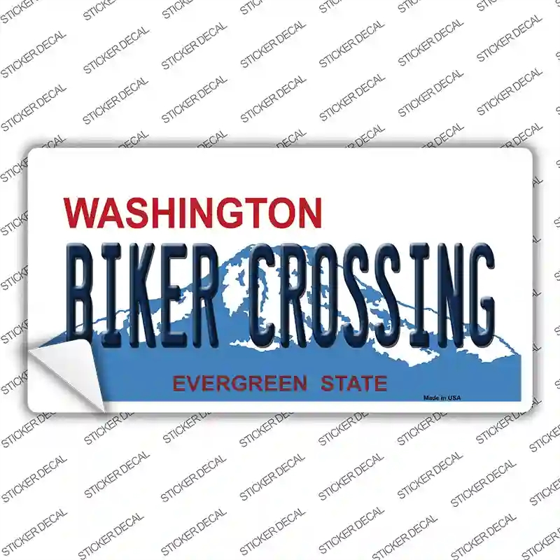 LP-8680s-L Biker Crossing Washington Novelty Sticker Decal, Large