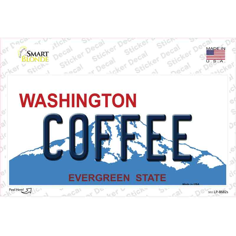 LP-8682s-M Coffee Washington Novelty Sticker Decal, Medium