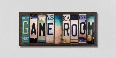 WS-482 Game Room License Plate Strips Novelty Wood Signs