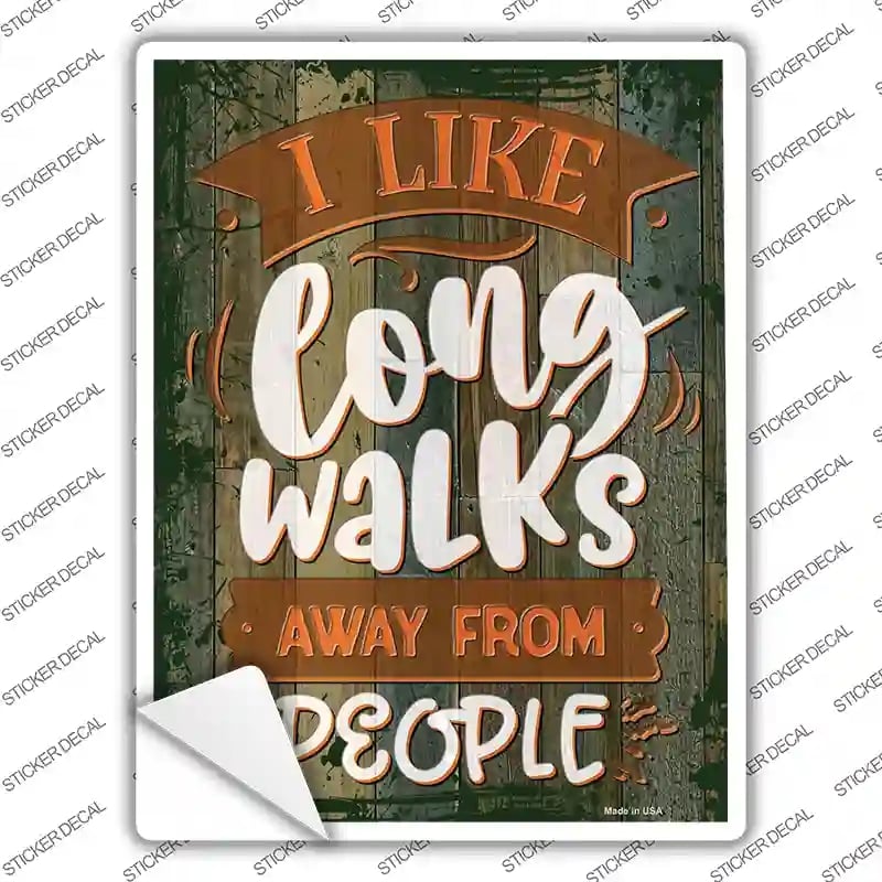 P-3479s-S Long Walks Away From People Novelty Rectangular Sticker Decal, Small