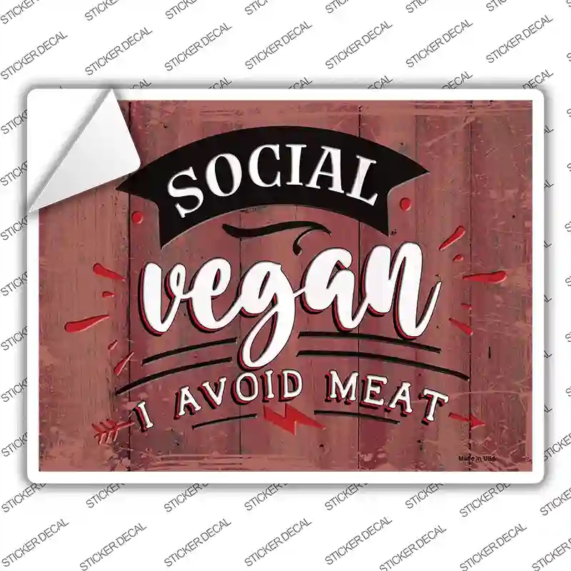 P-3486s-S Social Vegan Novelty Rectangular Sticker Decal, Small