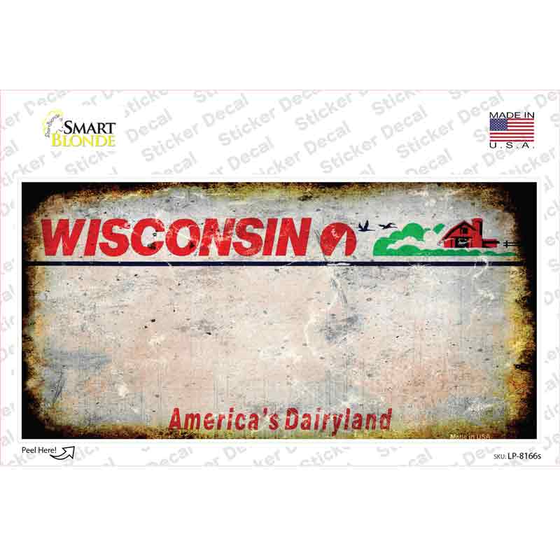 LP-8166s-M Wisconsin State Rusty Novelty Sticker Decal, Medium