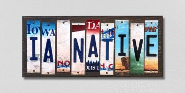 WS-516 IA Native License Plate Strips Novelty Wood Signs